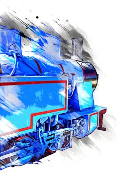 Eski buharlı lokomotif motoru antika