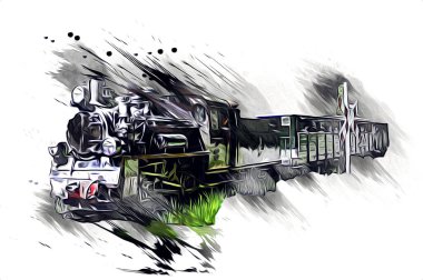 Eski buharlı lokomotif motoru antika