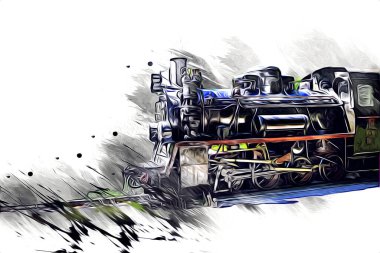 Eski buharlı lokomotif motoru antika