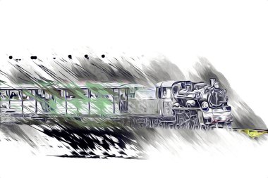 Eski buharlı lokomotif motoru antika