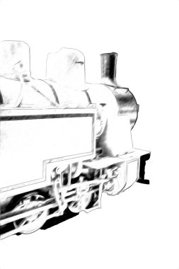 Eski buharlı lokomotif motoru antika