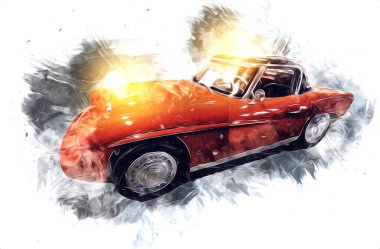 Klasik Retro Klasik Eski Araba Çizimi