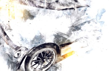 Klasik Retro Klasik Eski Araba Çizimi