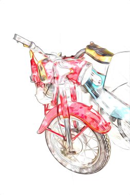 Motosiklet görüntüleme rengi izole edilmiş sanat antika retro