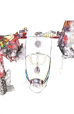 Motosiklet görüntüleme rengi izole edilmiş sanat antika retro