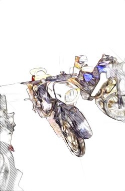 Motosiklet görüntüleme rengi izole edilmiş sanat antika retro