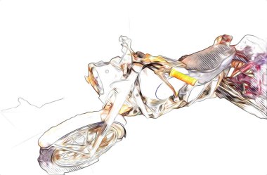 Motosiklet görüntüleme rengi izole edilmiş sanat antika retro