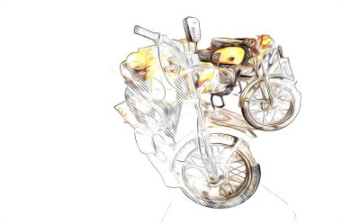 Motosiklet görüntüleme rengi izole edilmiş sanat antika retro