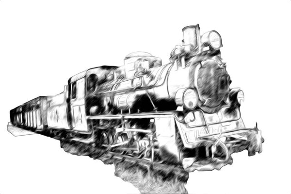 старый паровоз ретро-винтажный
