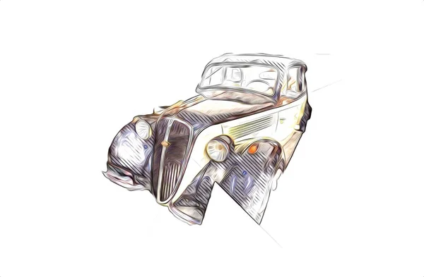 Vintage Retro Klasyczny Stary Samochód Ilustracji — Zdjęcie stockowe