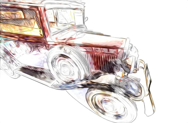 Vintage Retro Classique Vieille Illustration Voiture — Photo