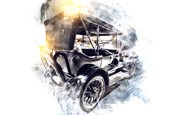 Vintage Retro Oldtimer Illustration — Stockfoto