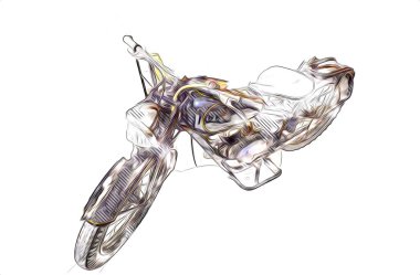 Motosiklet görüntüleme rengi izole edilmiş sanat antika retro