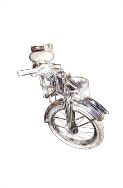 Motosiklet görüntüleme rengi izole edilmiş sanat antika retro