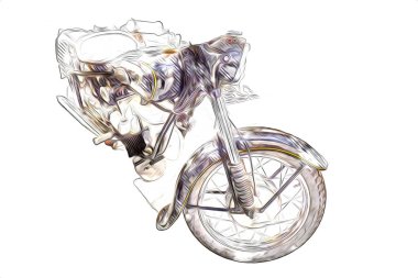 Motosiklet görüntüleme rengi izole edilmiş sanat antika retro