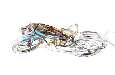 Motosiklet görüntüleme rengi izole edilmiş sanat antika retro
