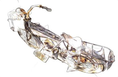 Motosiklet görüntüleme rengi izole edilmiş sanat antika retro