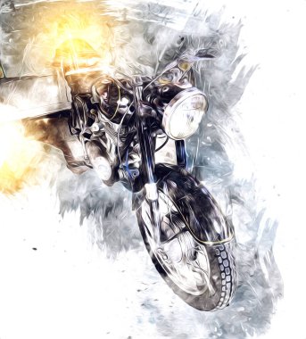 Motosiklet görüntüleme rengi izole edilmiş sanat antika retro