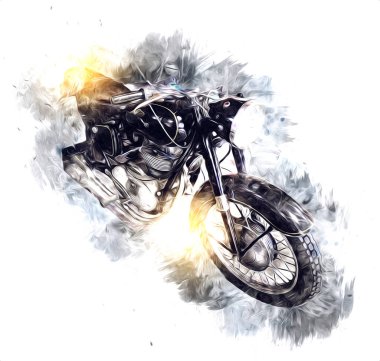 Motosiklet görüntüleme rengi izole edilmiş sanat antika retro