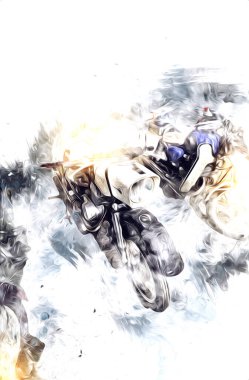 Motosiklet görüntüleme rengi izole edilmiş sanat antika retro