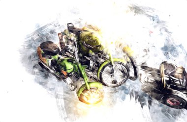 Motosiklet görüntüleme rengi izole edilmiş sanat antika retro