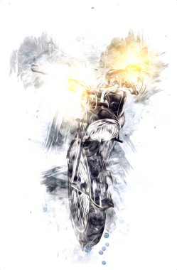 Motosiklet görüntüleme rengi izole edilmiş sanat antika retro