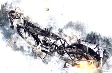 Motosiklet görüntüleme rengi izole edilmiş sanat antika retro