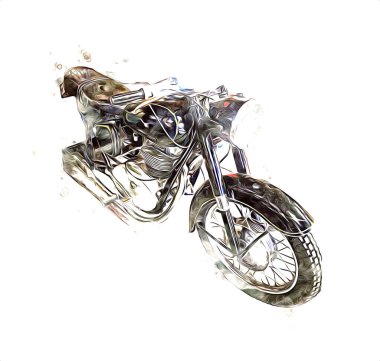 Motosiklet görüntüleme rengi izole edilmiş sanat antika retro