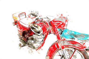 Motosiklet görüntüleme rengi izole edilmiş sanat antika retro