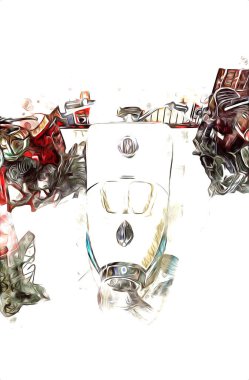 Motosiklet görüntüleme rengi izole edilmiş sanat antika retro