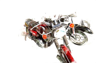 Motosiklet görüntüleme rengi izole edilmiş sanat antika retro