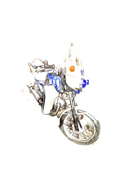 Motosiklet görüntüleme rengi izole edilmiş sanat antika retro
