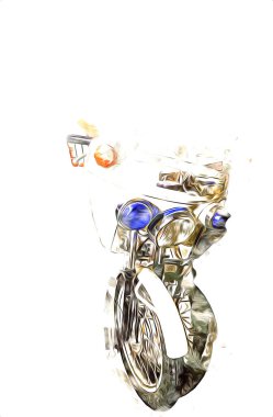 Motosiklet görüntüleme rengi izole edilmiş sanat antika retro
