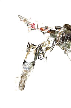 Motosiklet görüntüleme rengi izole edilmiş sanat antika retro