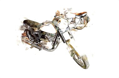 Motosiklet görüntüleme rengi izole edilmiş sanat antika retro