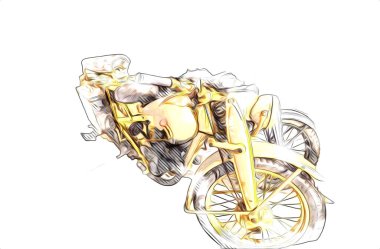 İkinci Dünya Savaşı 'ndan beri izole edilmiş beyaz bir geçmişi olan eski bir askeri motosiklet.