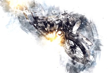 İkinci Dünya Savaşı 'ndan beri izole edilmiş beyaz bir geçmişi olan eski bir askeri motosiklet.