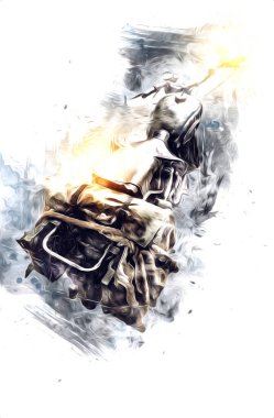 İkinci Dünya Savaşı 'ndan beri izole edilmiş beyaz bir geçmişi olan eski bir askeri motosiklet.