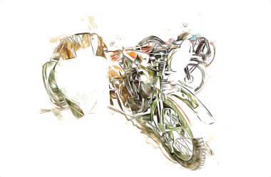 İkinci Dünya Savaşı 'ndan beri izole edilmiş beyaz bir geçmişi olan eski bir askeri motosiklet.