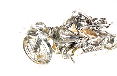 İkinci Dünya Savaşı 'ndan beri izole edilmiş beyaz bir geçmişi olan eski bir askeri motosiklet.