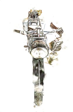 İkinci Dünya Savaşı 'ndan beri izole edilmiş beyaz bir geçmişi olan eski bir askeri motosiklet.