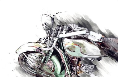 İkinci Dünya Savaşı 'ndan beri izole edilmiş beyaz bir geçmişi olan eski bir askeri motosiklet.