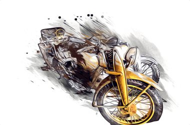 İkinci Dünya Savaşı 'ndan beri izole edilmiş beyaz bir geçmişi olan eski bir askeri motosiklet.