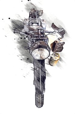 İkinci Dünya Savaşı 'ndan beri izole edilmiş beyaz bir geçmişi olan eski bir askeri motosiklet.