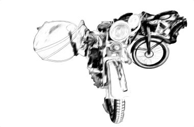 İkinci Dünya Savaşı 'ndan beri izole edilmiş beyaz bir geçmişi olan eski bir askeri motosiklet.