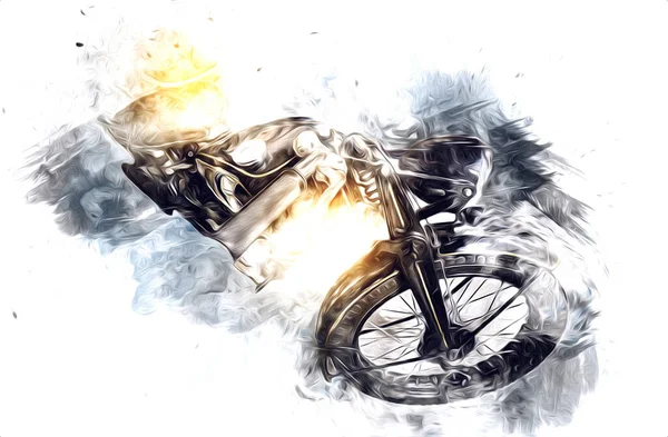 Motorkerékpár Csillogás Szín Elszigetelt Művészet Szüret Retro — Stock Fotó