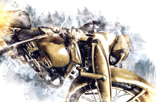 Stary Wojskowy Motocykl Odizolowanym Białym Tle Czasów Wojny Światowej — Zdjęcie stockowe