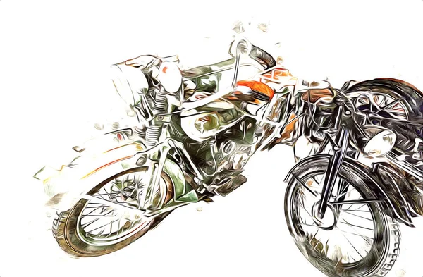 Vieja Motocicleta Militar Sobre Fondo Blanco Aislado Desde Segunda Guerra — Foto de Stock