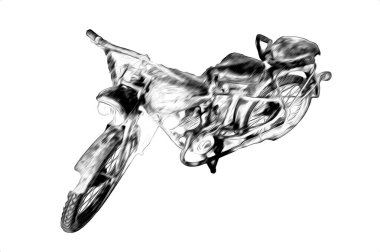 İkinci Dünya Savaşı 'ndan beri izole edilmiş beyaz bir geçmişi olan eski bir askeri motosiklet.