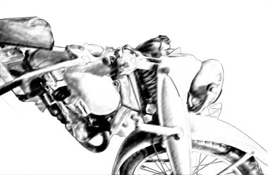 İkinci Dünya Savaşı 'ndan beri izole edilmiş beyaz bir geçmişi olan eski bir askeri motosiklet.